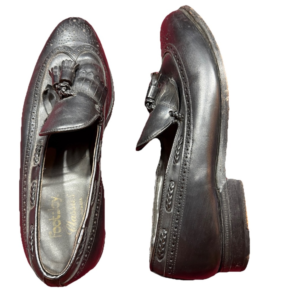 FootJoy Classics Black Leather Tassel Kiltie Loafers Wingtips 75531, Mens 10.5 C